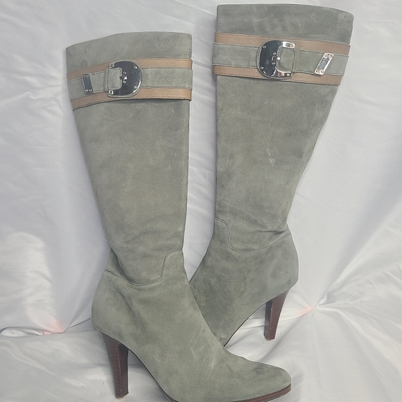 Cole Haan Shoes - Cole Haan Nike Air Suede Tall Boots Size 9 Sage Gray Spring Heeled
